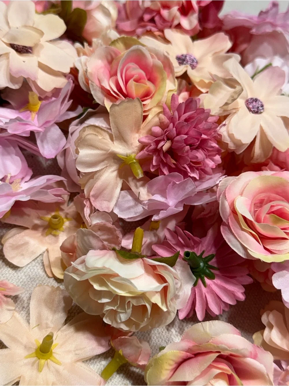 69-Piece Assorted Pink Blush Artificial Flower Lot – Craft Decor - NWT